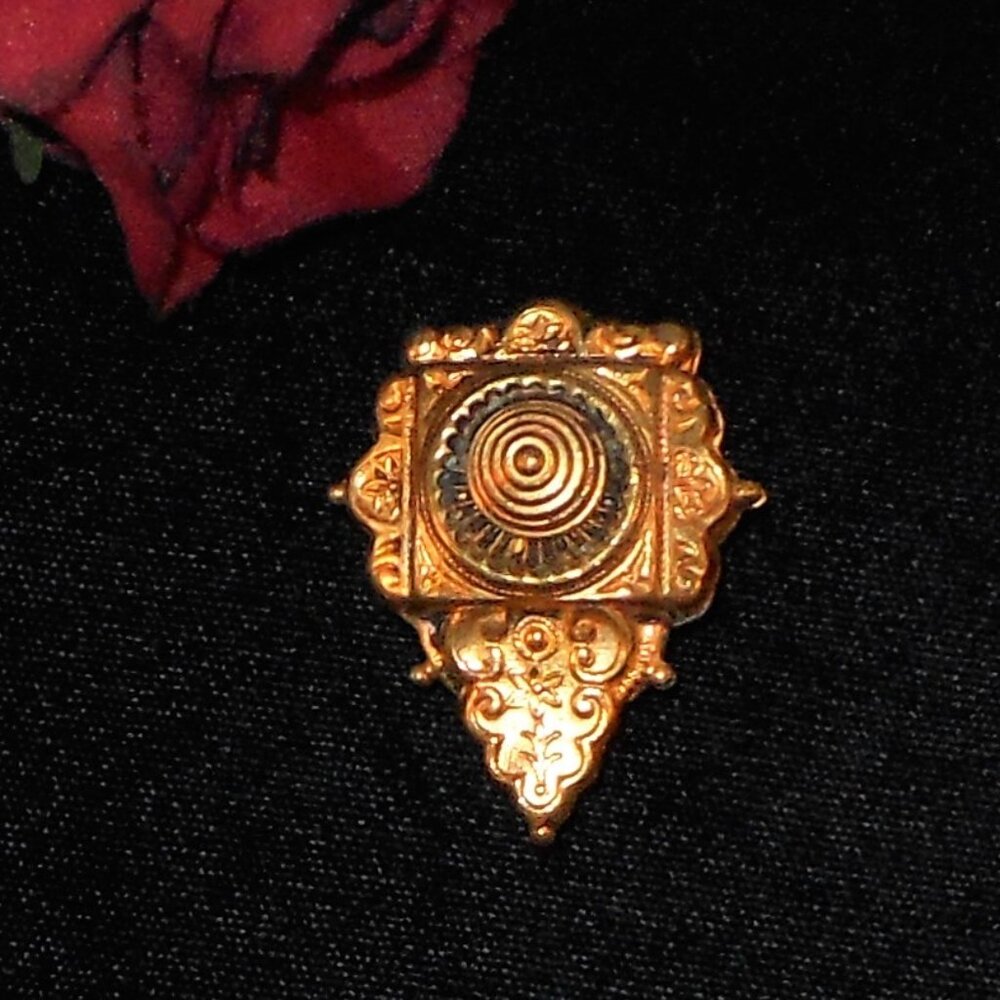 1920's Gold Tone Fur or Dress Clip with Loop for Watch or Fob Attachment